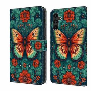 For Samsung Galaxy A35 5G Crystal Painted Leather Phone case(Flower Butterfly)