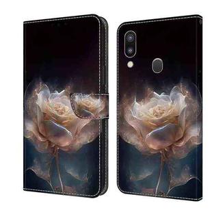 For Samsung Galaxy A40 Crystal Painted Leather Phone case(Peony)