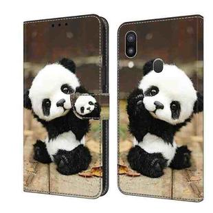 For Samsung Galaxy A40 Crystal Painted Leather Phone case(Panda)