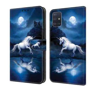 For Samsung Galaxy A51 5G Crystal Painted Leather Phone case(White Horse)