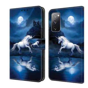 For Samsung Galaxy S20 FE 4G/5G Crystal Painted Leather Phone case(White Horse)