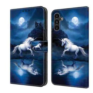 For Samsung Galaxy S21+ 5G Crystal Painted Leather Phone case(White Horse)