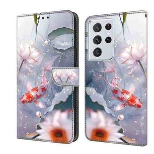 For Samsung Galaxy S21 Ultra 5G Crystal Painted Leather Phone case(Koi)