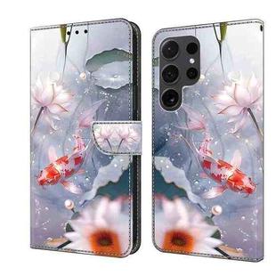 For Samsung Galaxy S22 Ultra 5G Crystal Painted Leather Phone case(Koi)