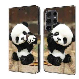 For Samsung Galaxy S24 Ultra 5G Crystal Painted Leather Phone case(Panda)