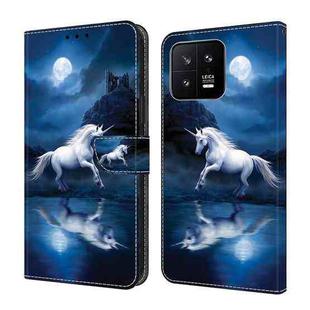 For Xiaomi 13 Crystal Painted Leather Phone case(White Horse)