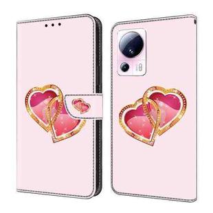 For Xiaomi 13 Lite Crystal Painted Leather Phone case(Love Peach)