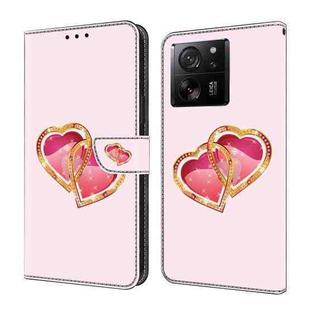 For Xiaomi 13T Pro Crystal Painted Leather Phone case(Love Peach)