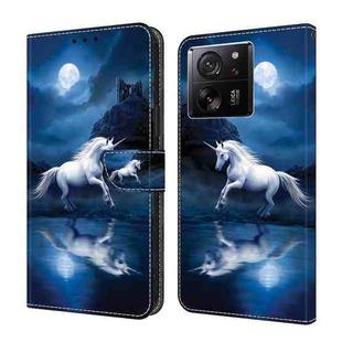 For Xiaomi 13T Pro Crystal Painted Leather Phone case(White Horse)