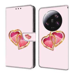 For Xiaomi 13 Ultra Crystal Painted Leather Phone case(Love Peach)