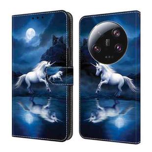 For Xiaomi 13 Ultra Crystal Painted Leather Phone case(White Horse)