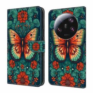 For Xiaomi 13 Ultra Crystal Painted Leather Phone case(Flower Butterfly)