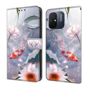 For Xiaomi Redmi 11A/12C Crystal Painted Leather Phone case(Koi)