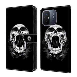 For Xiaomi Redmi 11A/12C Crystal Painted Leather Phone case(Skull)