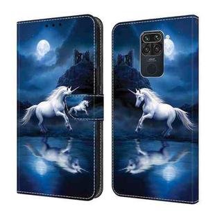 For Xiaomi Redmi Note 9/10X 4G Crystal Painted Leather Phone case(White Horse)