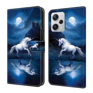 For Xiaomi Redmi Note 12 Pro 5G Global Crystal Painted Leather Phone case(White Horse)