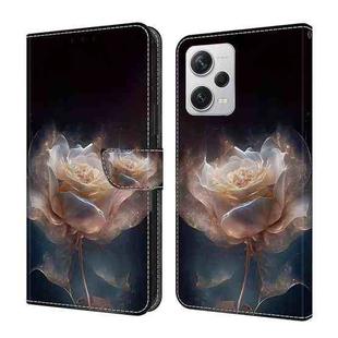 For Xiaomi Redmi Note 12 Pro 5G Global Crystal Painted Leather Phone case(Peony)