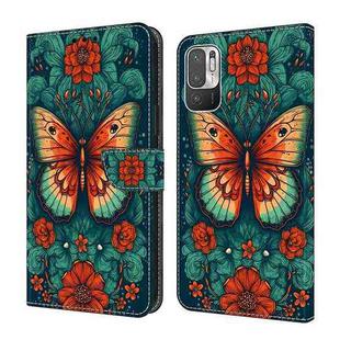 For Xiaomi Redmi Note 10 4G Crystal Painted Leather Phone case(Flower Butterfly)