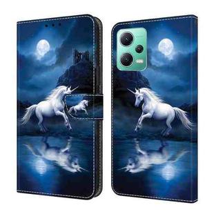 For Xiaomi Redmi Note 12 4G Global Crystal Painted Leather Phone case(White Horse)