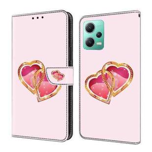 For Xiaomi Redmi Note 12 5G Global Crystal Painted Leather Phone case(Love Peach)