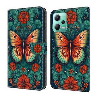 For Xiaomi Redmi Note 12 5G Global Crystal Painted Leather Phone case(Flower Butterfly)