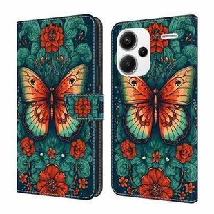 For Xiaomi Redmi Note 13 4G Crystal Painted Leather Phone case(Flower Butterfly)