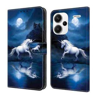 For Xiaomi Redmi Note 13 5G Crystal Painted Leather Phone case(White Horse)