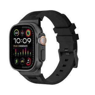 For Apple Watch Ultra 2 49mm Loners Liquid Silicone Watch Band(Black Black)