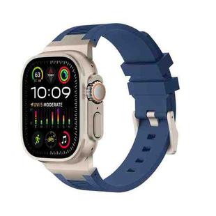 For Apple Watch Ultra 49mm Loners Liquid Silicone Watch Band(Titanium Midnight Blue)