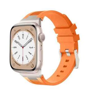 For Apple Watch Series 7 45mm Loners Liquid Silicone Watch Band(Titanium Orange)