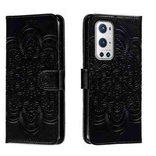 For OnePlus 9 Pro Sun Mandala Embossing Pattern Phone Leather Case(Black)