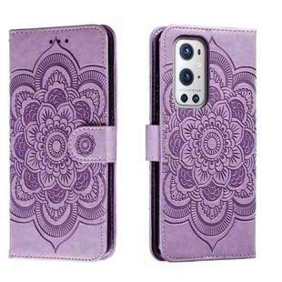 For OnePlus 9 Pro Sun Mandala Embossing Pattern Phone Leather Case(Purple)