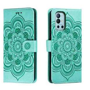 For OnePlus 9R Sun Mandala Embossing Pattern Phone Leather Case(Green)
