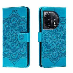 For OnePlus 11 Sun Mandala Embossing Pattern Phone Leather Case(Blue)