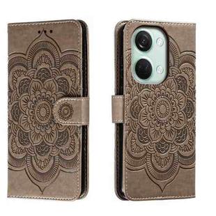 For OnePlus Ace 2V Sun Mandala Embossing Pattern Phone Leather Case(Grey)
