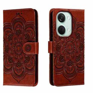 For OnePlus Ace 2V Sun Mandala Embossing Pattern Phone Leather Case(Brown)