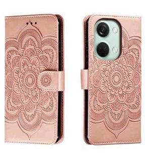 For OnePlus Ace 2V Sun Mandala Embossing Pattern Phone Leather Case(Rose Gold)