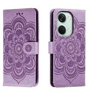 For OnePlus Ace 2V Sun Mandala Embossing Pattern Phone Leather Case(Purple)