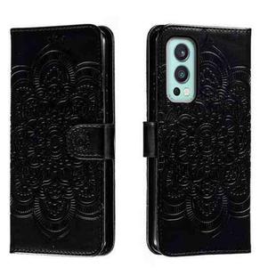 For OnePlus Nord 2 5G Sun Mandala Embossing Pattern Phone Leather Case(Black)