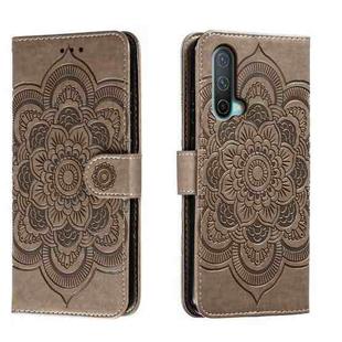 For OnePlus Nord CE 5G Sun Mandala Embossing Pattern Phone Leather Case(Grey)