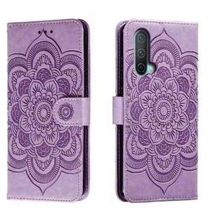 For OnePlus Nord CE 5G Sun Mandala Embossing Pattern Phone Leather Case(Purple)