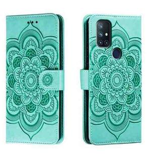 For OnePlus Nord N10 5G Sun Mandala Embossing Pattern Phone Leather Case(Green)
