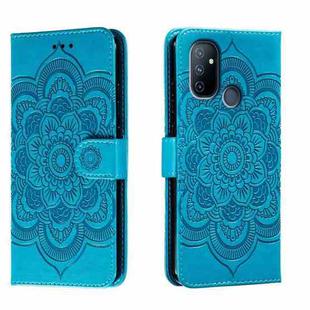 For OnePlus Nord N100 Sun Mandala Embossing Pattern Phone Leather Case(Blue)