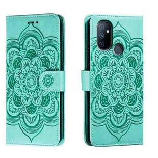 For OnePlus Nord N100 Sun Mandala Embossing Pattern Phone Leather Case(Green)