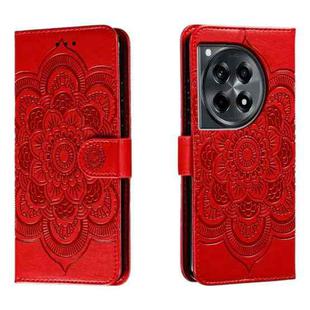 For OnePlus Ace 3 Sun Mandala Embossing Pattern Phone Leather Case(Red)