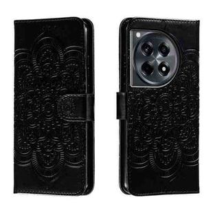 For OnePlus Ace 3 Sun Mandala Embossing Pattern Phone Leather Case(Black)