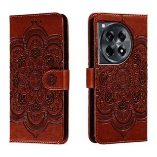 For OnePlus Ace 3 Sun Mandala Embossing Pattern Phone Leather Case(Brown)