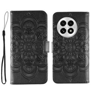 For OnePlus 13 Sun Mandala Embossing Pattern Phone Leather Case(Black)