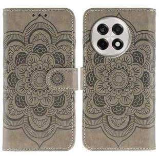 For OnePlus Ace 5 / Ace 5 Pro / 13R Sun Mandala Embossing Pattern Phone Leather Case(Grey)