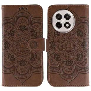 For OnePlus Ace 5 / Ace 5 Pro / 13R Sun Mandala Embossing Pattern Phone Leather Case(Brown)